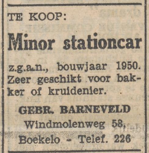 Windmolenweg 58 Boekelo Gebr. Barneveld advertentie Tubantia 29-1-1953.jpg