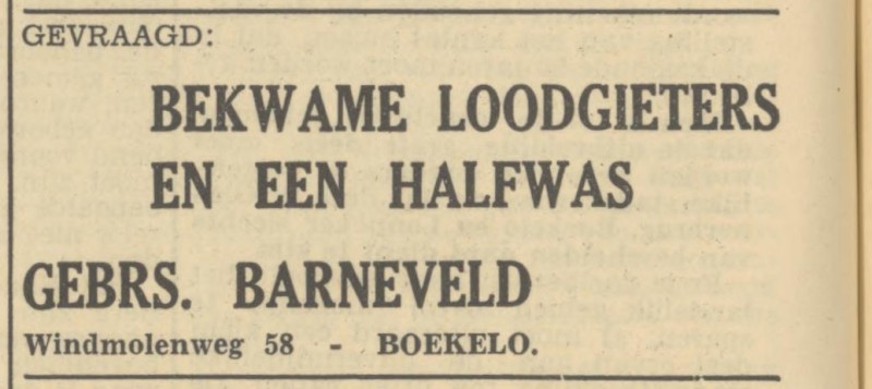 Windmolenweg 58 Boekelo Gebr. Barneveld advertentie Tubantia 3-11-1949.jpg