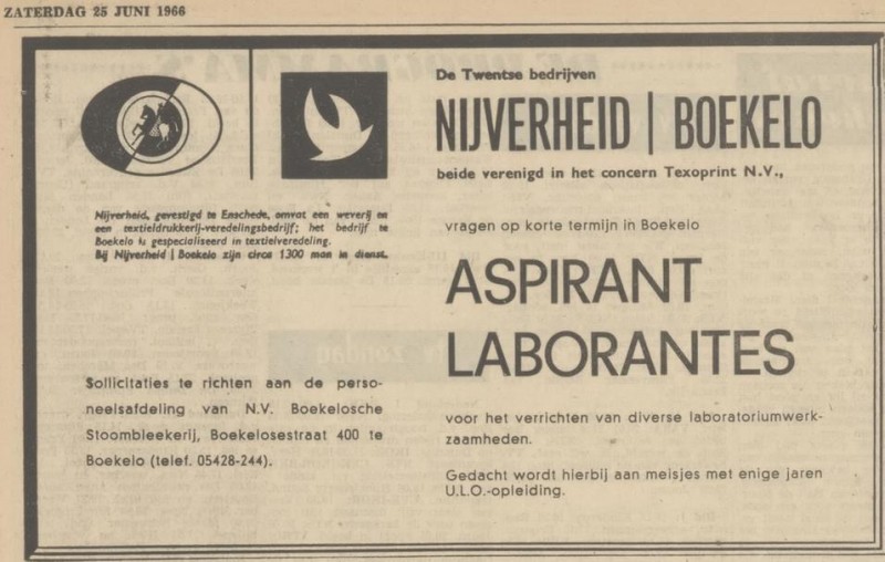 Boekelosestraat 44 N.V. Boekelosche Stoombleekerij advertentie Tubantia 25-6-1966.jpg