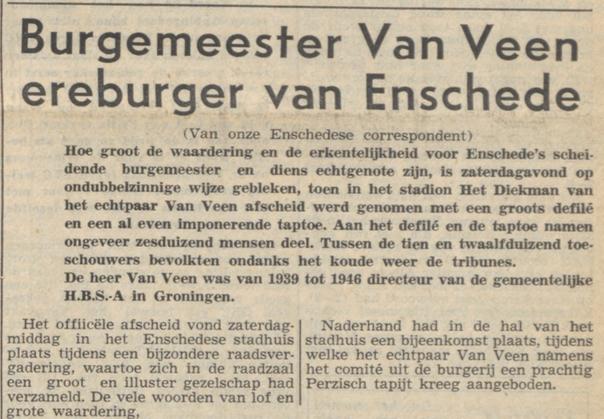 M. van Veen burgemeester Enschede afscheid krntenbericht 14-4-1958.jpg