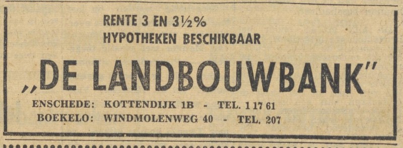Windmolenweg 40 De Landbouwbank telf. 207 advertentie Tubantia 24-9-1960.jpg