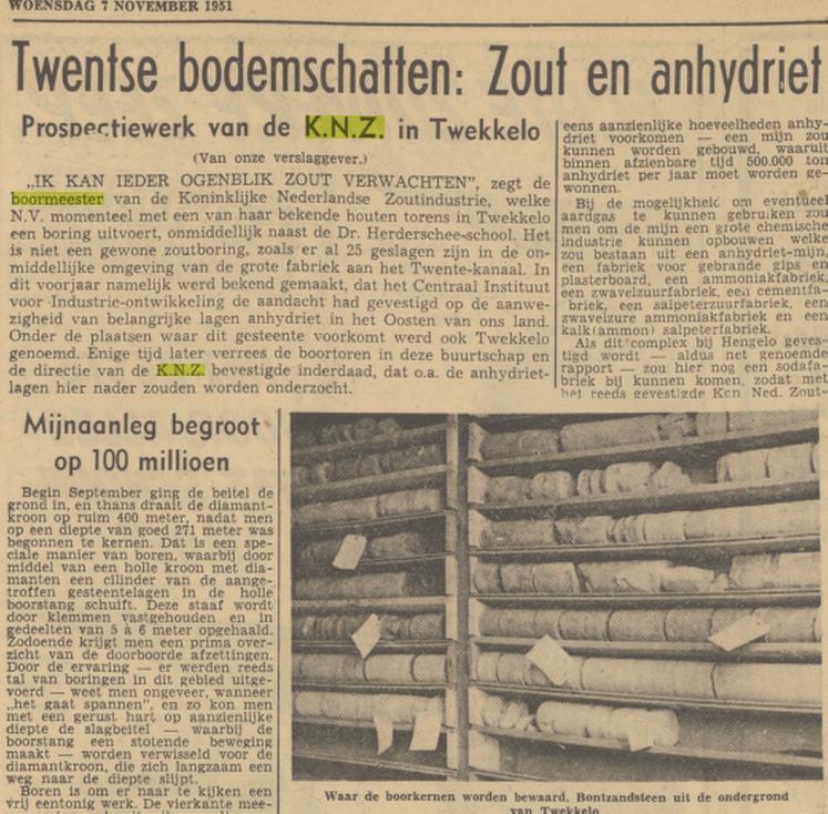 L. van Egten boormeester K.N.Z. krantenbericht Tubantia 7-11-1951.jpg
