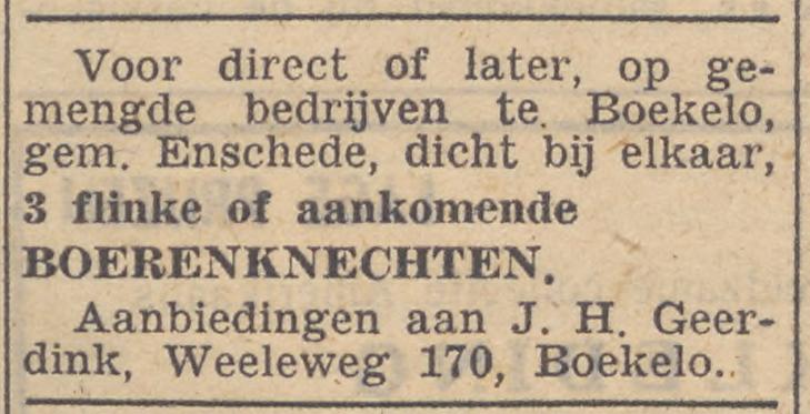 Weeleweg 170 J.H. Geerdink advertentie Tubantia 8-3-1950.jpg
