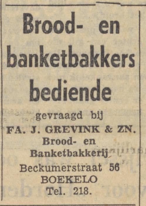 Beckumerstraat 56 Boekelo Fa. J. Grevink & Zn advertentie Tubantia 19-10-1960.jpg