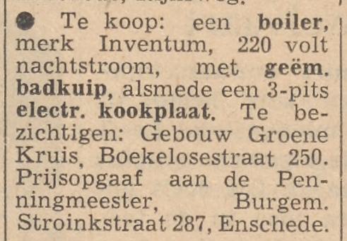 Boekelosestraat 250 Groene Kruis krantenbericht Tubantia 28-9-1955.jpg