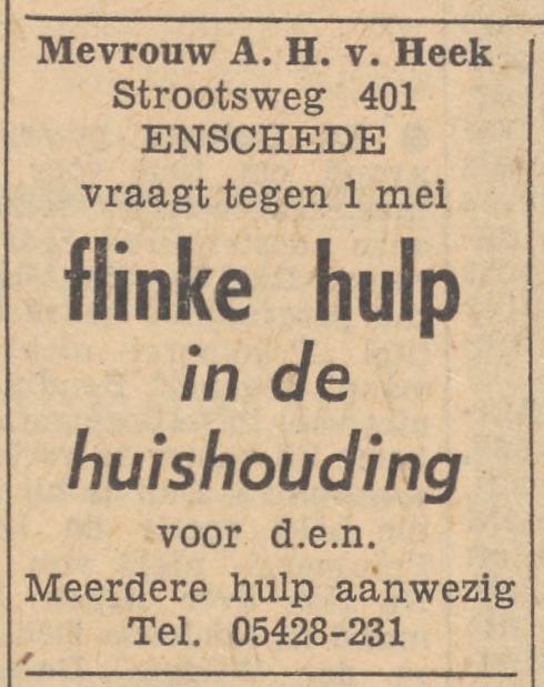 Strootsweg 401 A.H. van Heek advertentie Tubantia 16-3-1960.jpg