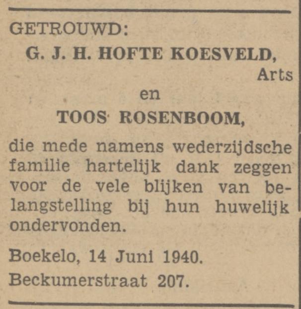 Beckumerstraat 207 Boekelo G.J.H. Hofte Koesveld advertentie Tubantia 18-6-1940.jpg