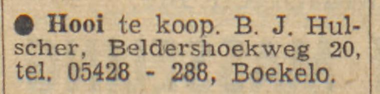 Beldershoekweg 20 Boekelo B.J. Hulscher advertentie Tubantia 2-5-1962.jpg