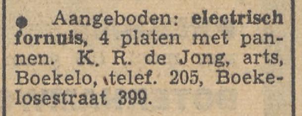 Boekelosestraat 399 K.R. de Jong arts advertentie Tubantia 18-12-1952.jpg