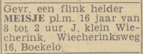 Wiecherinksweg 16 J. Klein Wiecherink advertentie Twentsch nieuwsblad 28-3-1944.jpg