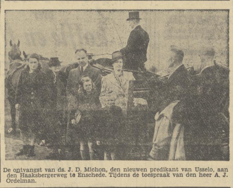 Haaksbergerstraat 817 Ds. J.D Michon nieuwe predikant Usselo krantenfoto Tubantia 18-9-1946.jpg