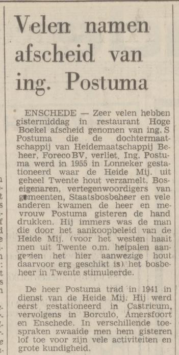 S. Postuma Nederlandse Heidemaatschappij krantenbericht Tubantia 15-9-1973.jpg