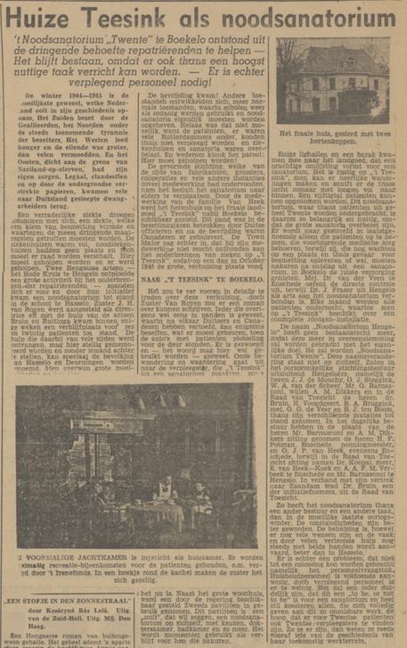 Boekelosestraat 275 Huize Teesink Noodsanatorium Twenthe krantenbericht Tubantia 2-1-1948.jpg