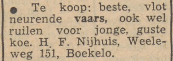 Weeleweg 151 Boekelo H.F. Nijhuis advertentie Tubantia 11-8-1952.jpg