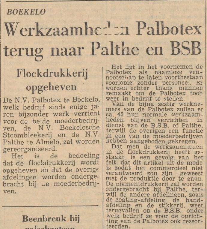 Boekelosestraat 400 Palbotex krantenbericht Tubantia 21-1-1961.jpg