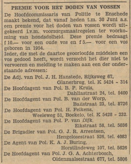 Weeleweg 51 Boekelo H. Feikens Hoofdagent van Politie advertentie Tubantia 15-4-1954.jpg