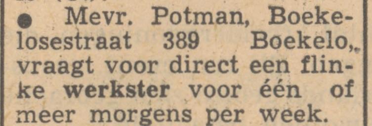 Boekelosestraat 389 Mevr. Potman advertentie Tubantia 17-2-1949.jpg