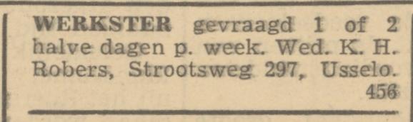 Strootsweg 297 Usselo Wed. K.H. Robers advertentie Trouw 22-6-1945.jpg