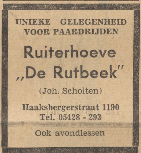 Haaksbergerstraat 1190 Ruiterhoeve De Rutbeek Joh Scholten advertentie Tubantia 7-10-1963.jpg