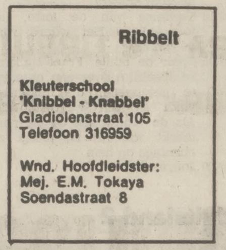 Gladiolenstraat 105 kleuterschool Knibbel-Knabbel advertentiie Tubantia 8-3-1975.jpg