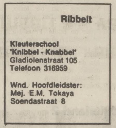 Gladiolenstraat 105 kleuterschool Knibbel-Knabbel advertentiie Tubantia 8-3-1975.jpg