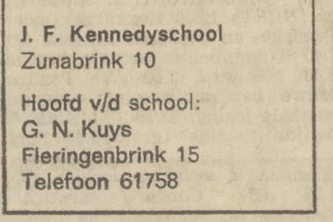 Zunabrink 10 J.F. Kennedyschool advertentie Tubantia 6-3-1971.jpg