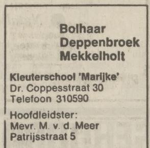 Dr. Coppesstraat 30 kleuterschool Marijke advertentie Tubantia 8-3-1975.jpg