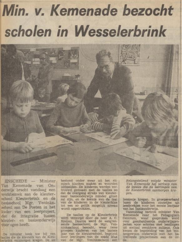 De Posten 155 kleuterschool Kleuterbrink krantenbericht Tubantia 1-5-1974.jpg