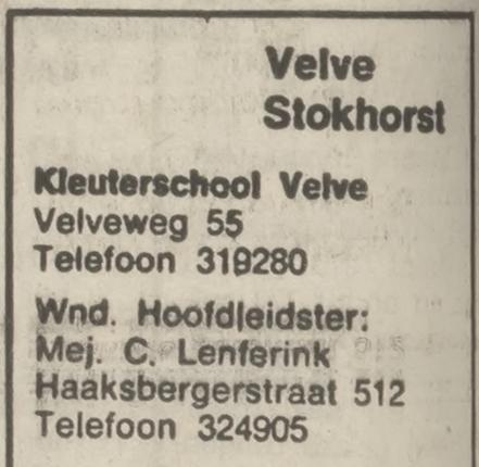 Velveweg 55 kleuterschool Velve advertentie Tubantia 8-3-1975.jpg