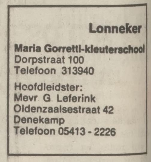 Dorpsstraat 100 Lonneker Maria Goretti kleuterschool advertentie Tubantia 8-3-1975.jpg