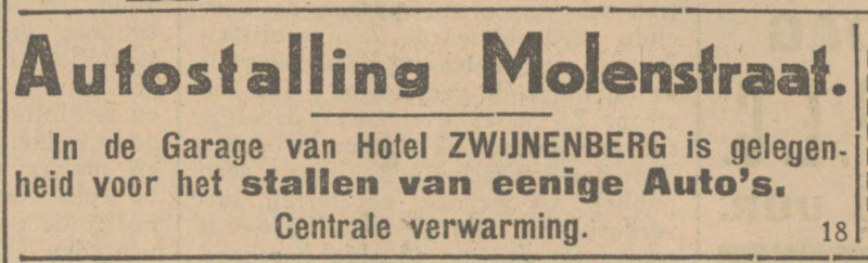 Molenstraat Hotel Zwijnenberg Garage advertentie Tubantia 17-10-1929.jpg