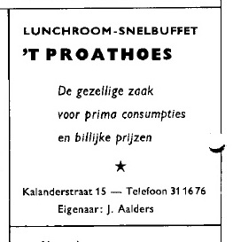 Kalanderstraat 15 Lunchroom - Snelbuffet 't Proathoes. advertentie Sprinter 1976.jpg