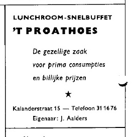 Kalanderstraat 15 Lunchroom - Snelbuffet 't Proathoes. advertentie Sprinter 1976.jpg