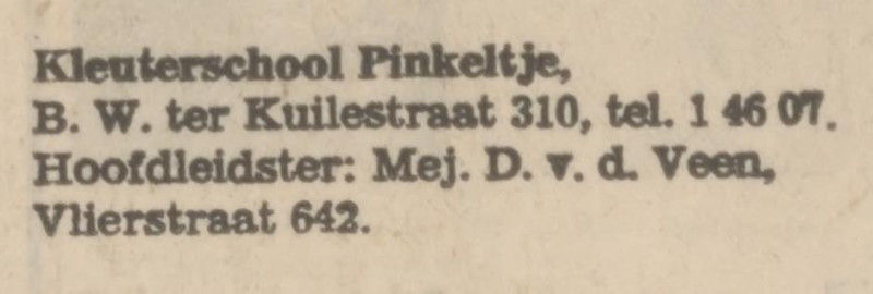 B.W. ter Kuilestraat 310 kleuterschool Pinkeltje advertentie Tubantia 11-3-1972.jpg