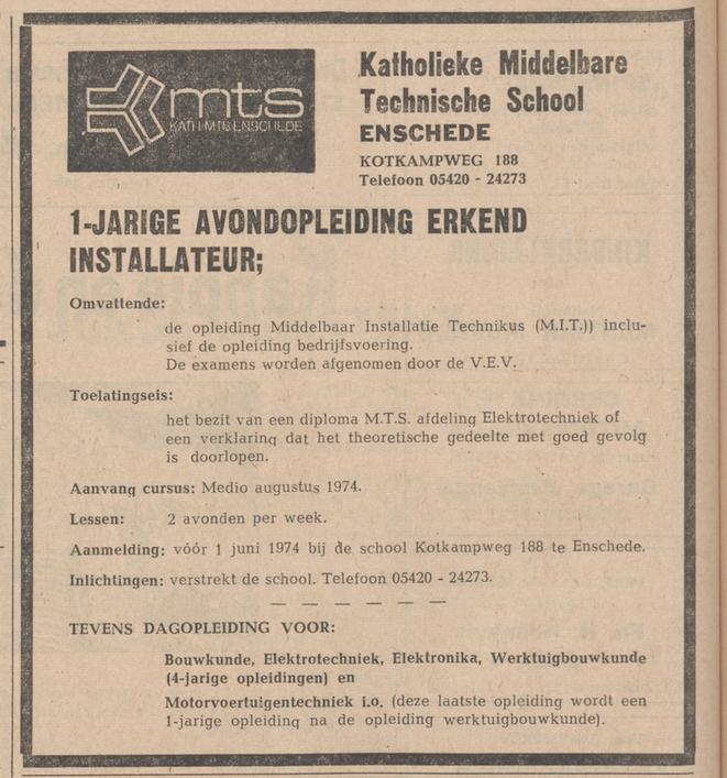 Kotkampweg 188 Katholieke MTS advertentie 10-5-1974.jpg