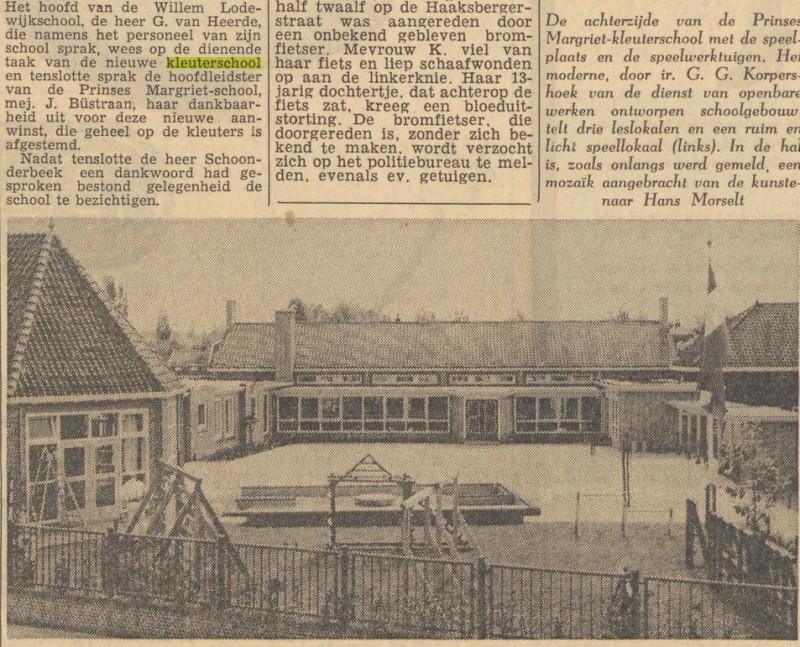 G.J. van Heekstraat 173 Prinses Margriet kleuterschool krantenfoto Tubantia 20-5-1957.jpg