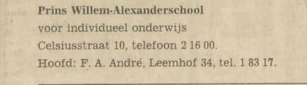 Celsiusstraat 10 Prins Willem-Alexanderschool advertentie Tubantia 7-3-1970.jpg