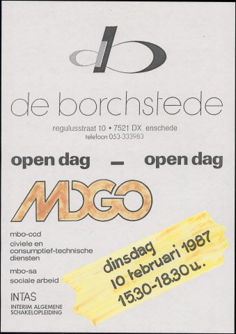 Regulusstraat 10 De Borchstede poster Open dag 10-2-1987.jpeg