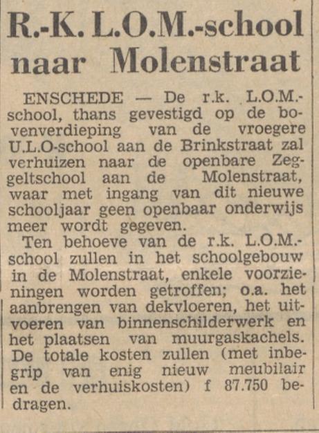 Brinkstraat 4 R.K. L.O.M. school krantenbericht Tubantia 25-8-1965.jpg
