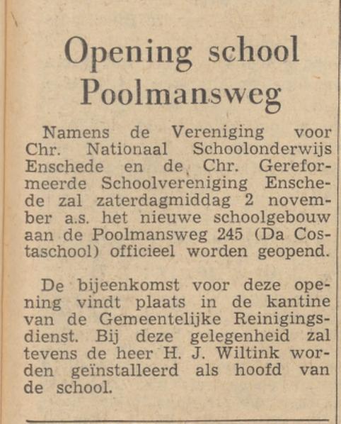 Poolmansweg 245 Da Costaschool krantenbericht Tubantia 28-10-1963.jpg