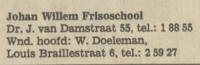 Dr. van Damstraat 55 Johan Willem Frisoschool advertentie Tubantia 3-3-1975.jpg
