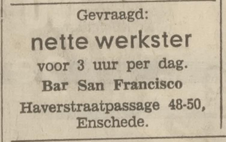 Haverstraatpassage 48-50 Bar San Francisco advertentie Tubantia 18-12-1968.jpg