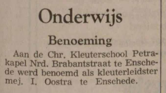 Noord Brabantstraat 29 Christelijke kleuterschool Petrakapel krantenbericht Gereformeerd Gezinsblad 11-2-1968.jpg