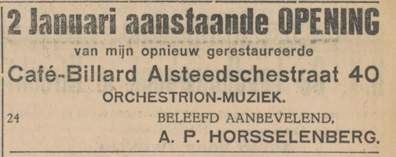 Alsteedsestraat 40 cafe A.P. Horsselenberg  advertentie Tubantia 30-12-1929.jpg