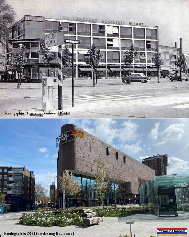 H.J. van Heekplein 56 Boulevard 1945 hoek van Loenshof met Hermesflat 1961 en Koningsplein met Casino 2021.jpg