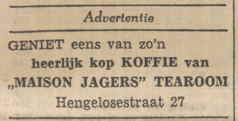 Hengelosestraat 27 Tearoom Maison Jagers advertentie Tubantia 2-9-1958.jpg