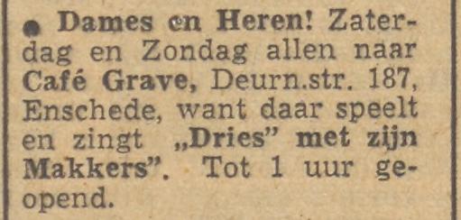 Deurningerstraat 187 cafe Grave advertentie Tubantia 27-6-1952.jpg