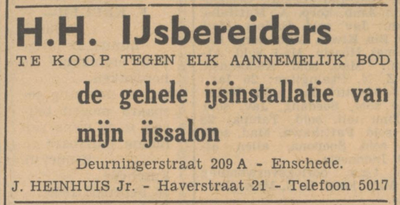 Deurningerstraat 209A IJssalon J. Heinhuis advertentie Tubantia 16-2-1941.jpg
