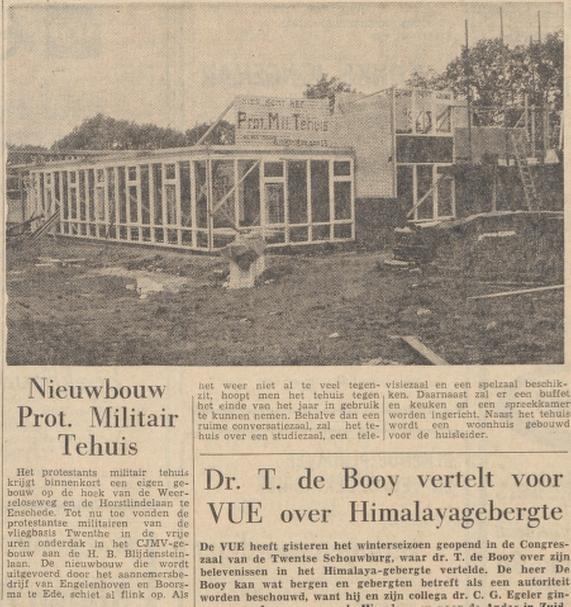 Weerseloseweg 13 hoek Horstlidndelaan nieuwbouw Protestants Militair Tehuis krantenfoto Tubantia 2-10-1963.jpg