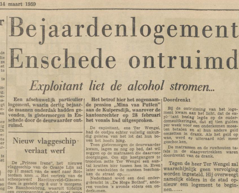 Kuipersdijk 73 logement Mina van Putten ontruimd krantenbericht 14-3-1959.jpg